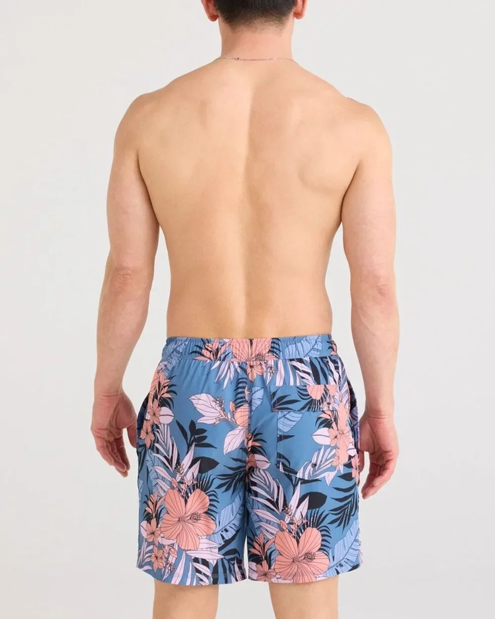 SAXX Oh Buoy 7” 2N1 BallPark Pouch Swim Trunks Hibiscus Jung Small